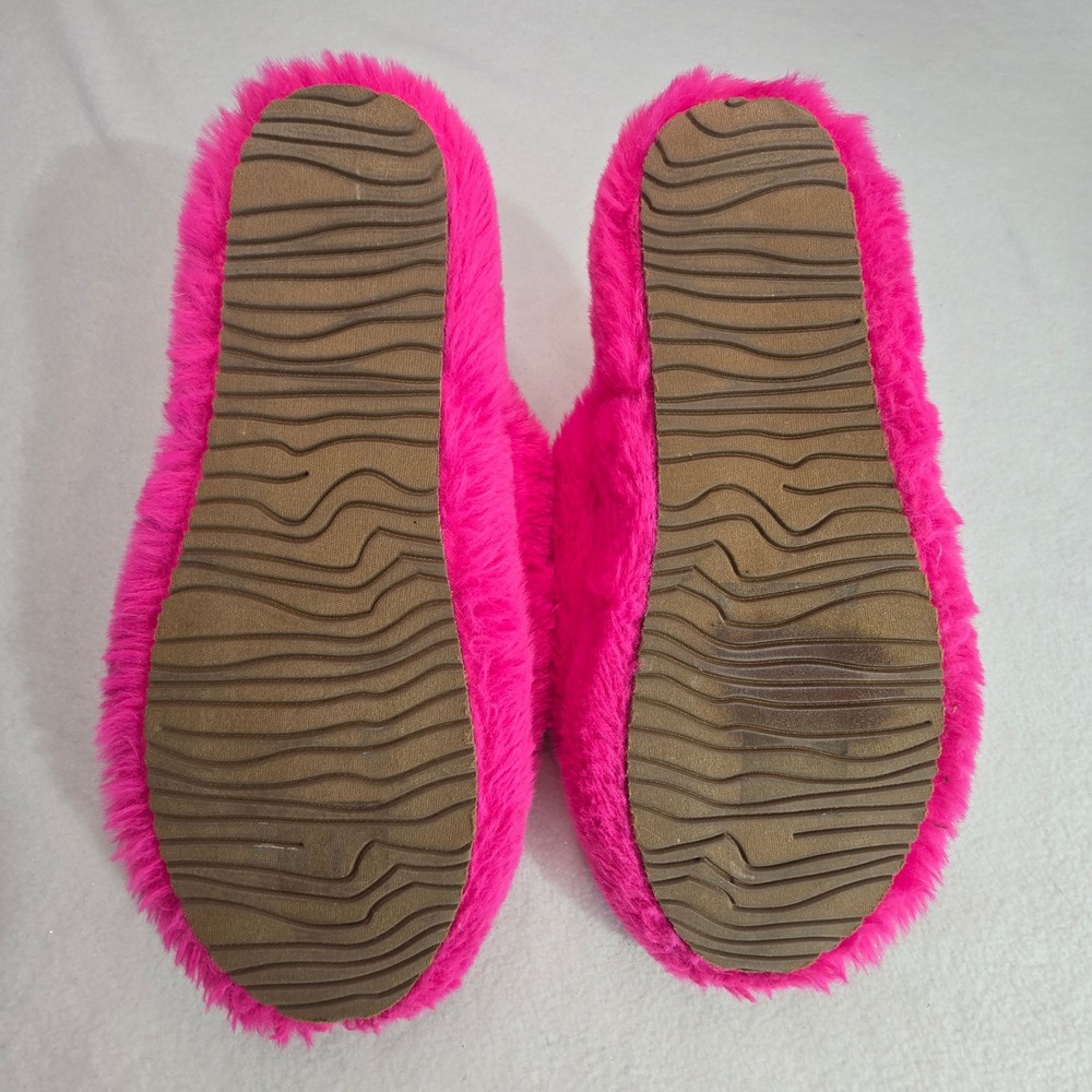 Katy Perry Fuzzy Gold Bow Slide Slippers Hot Pink Cozy Glam Womens Medium (8-9) - Picture 8 of 11